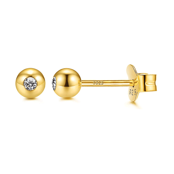 3mm Gold Ball Ear Stud Earrings