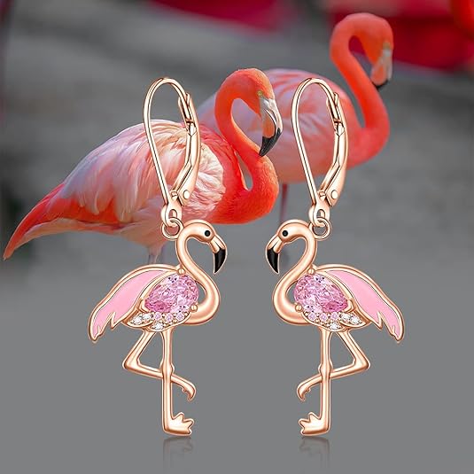 Pink Flamingo Christmas Earrings