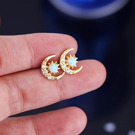 Moon Opal Stud Earrings