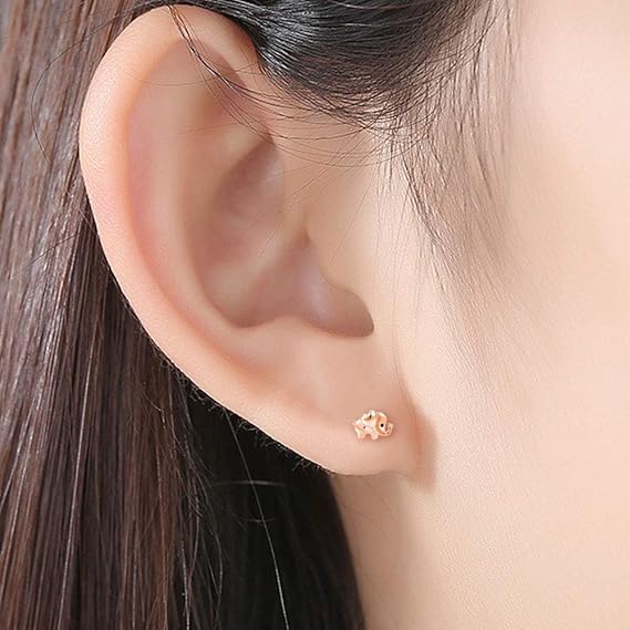 Rose Gold Elephant Stud Earrings