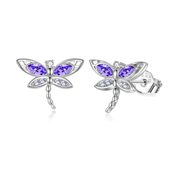 Amethyst Dragonfly Earrings