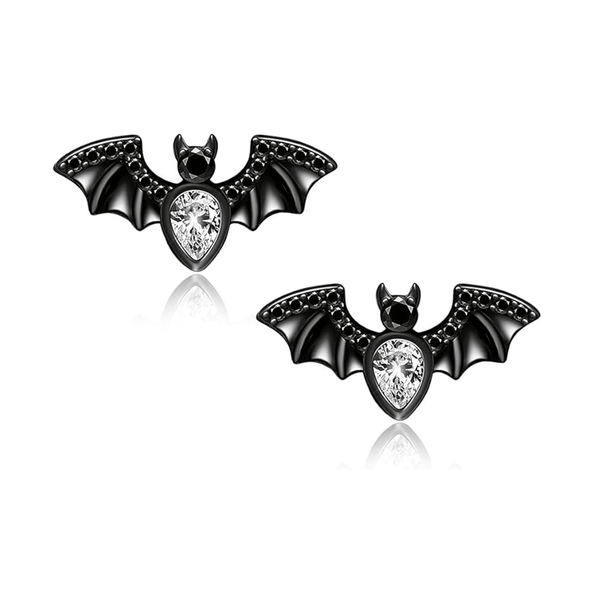 Black Bat Wing Stud Earrings