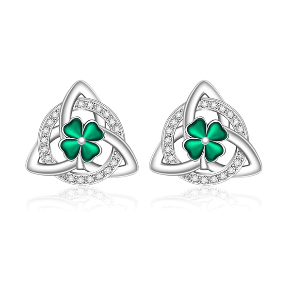 Celtic Knot Irish Clover Stud Earrings