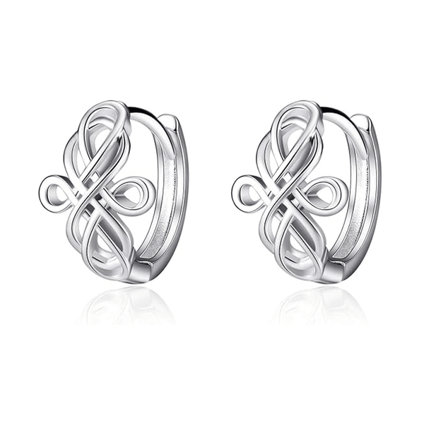 Celtic Triple Knot Huggie Hoop Earrings