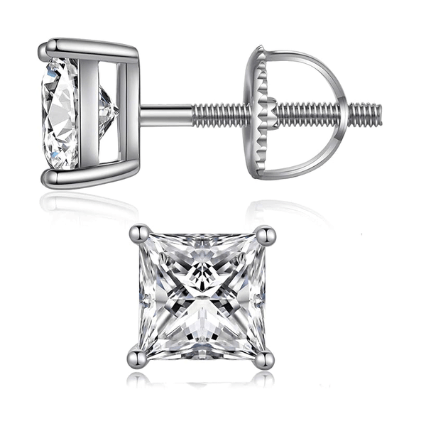 Cubic Zirconia Square Stud Earrings