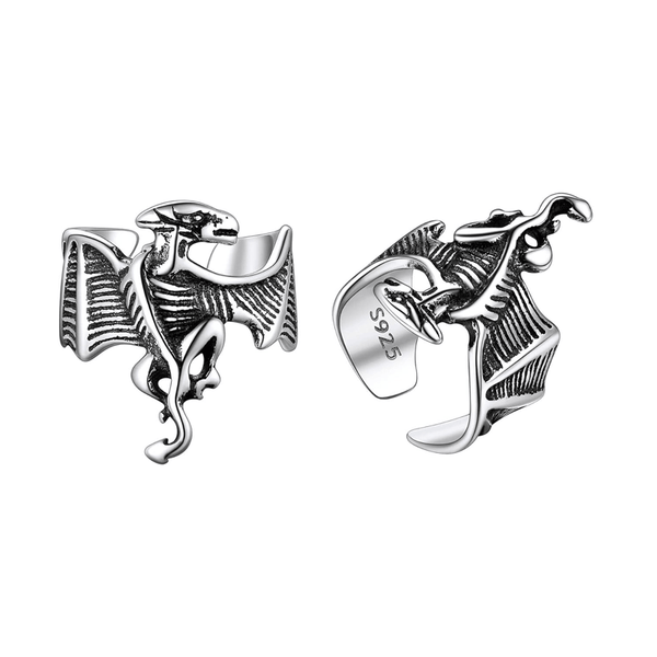 Sterling Silver Dragon Ear Cuff Earrings