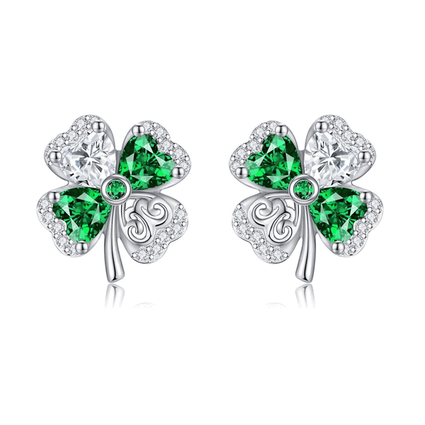 Green Crystal Shamrock Stud Earrings