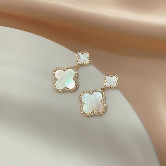 Mother Of Pearl Clover Drop Earrings