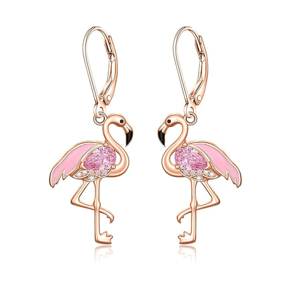 Pink Flamingo Christmas Earrings