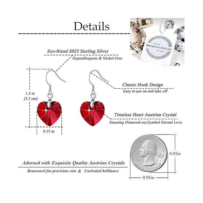 Red Heart Dangle Earrings