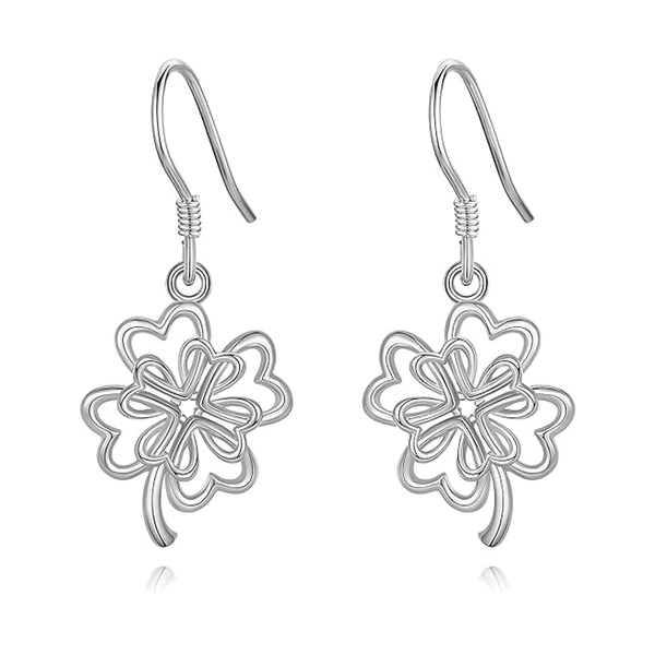 Sterling Silver Shamrock Dangle Earrings