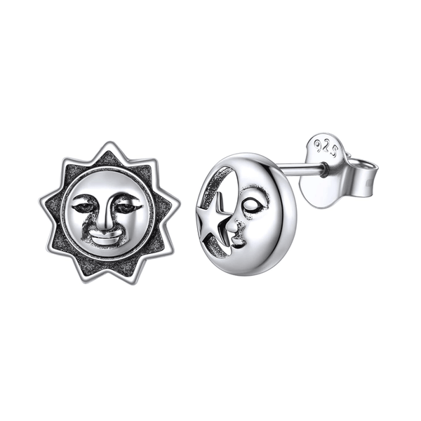 Sun and Moon Stud Earrings