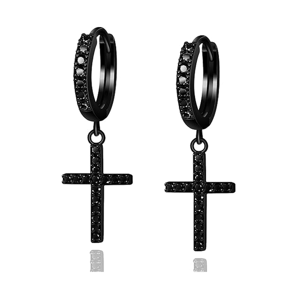 Black Cross Dangle Earrings