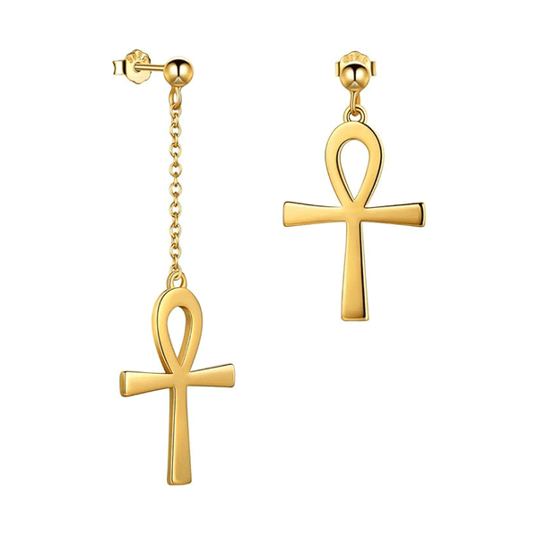 Egyptian Ankh Cross Dangle Earrings