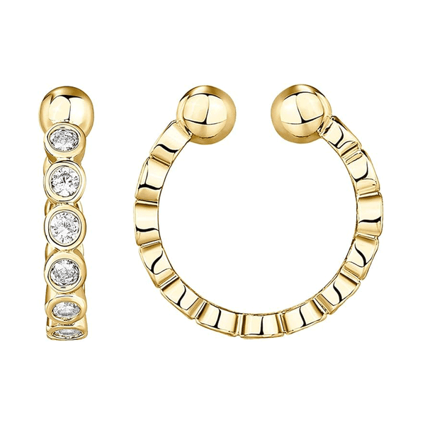 Bezel Huggie Ear Cuff Earrings