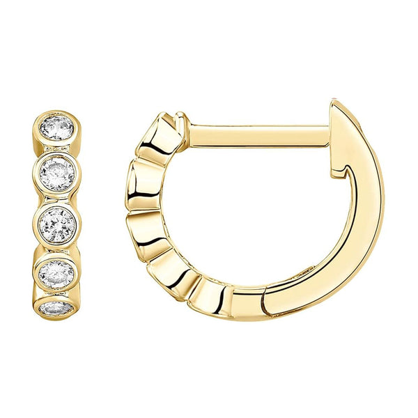 Bezel Small Huggie Hoop Ear Earrings