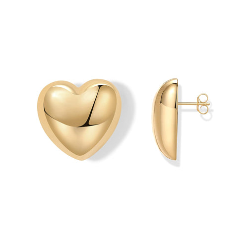 Puffy Heart Shaped Stud Earrings