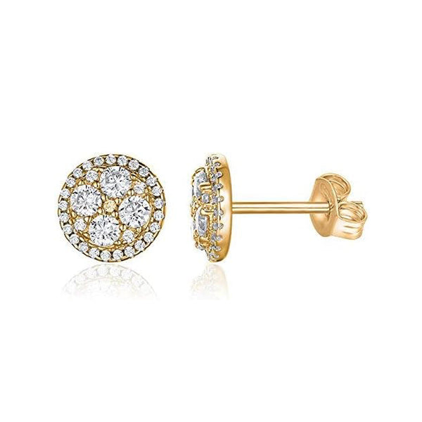 Sparkling Round Cz Halo Ear Stud Earrings