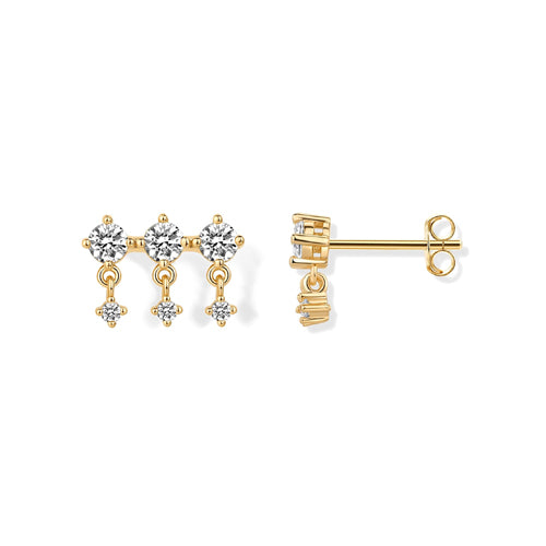 3 Star Ear Crawler Climber Stud Earrings