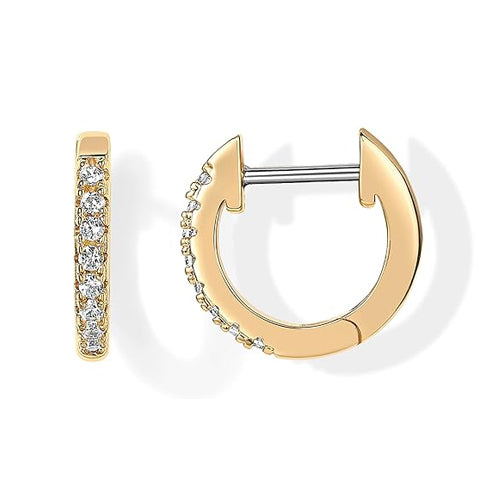 Small Cz Pave Huggie Hoop Earrings