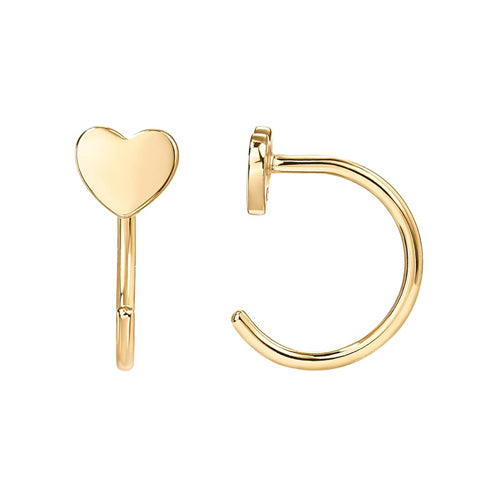 Small Heart Shaped Half Huggie Hoop Earrings