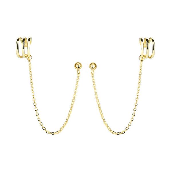 Huggie Ear Cuff Chain Earrings