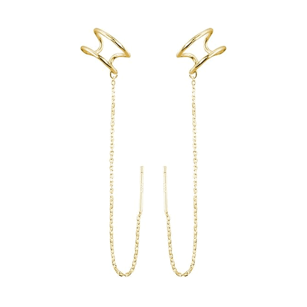 Huggie Ear Cuff Link Chain Earrings