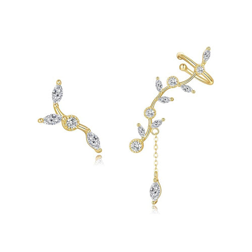 Leaf Cz Climber Earrings