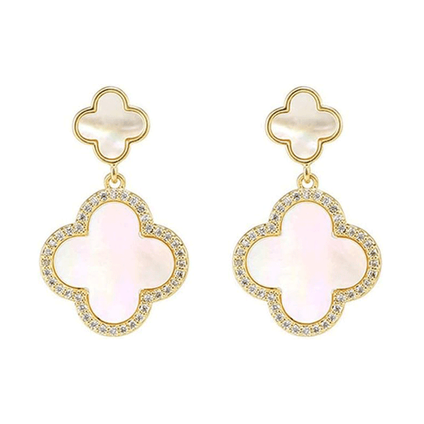 Mother Of Pearl Clover Drop Earrings