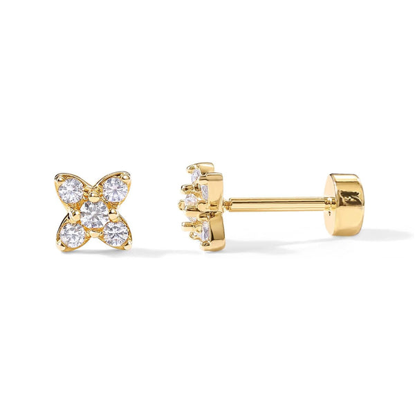 Pave 5 Stone Stud Earrings