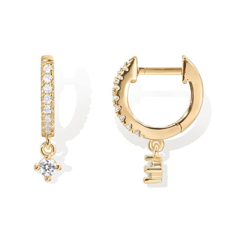 Pave Cz Drop Huggie Earrings