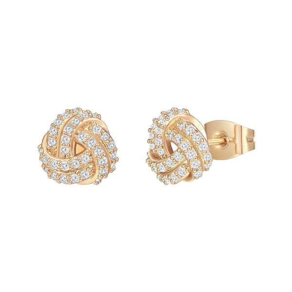 Pave Love Knot Stud Earrings