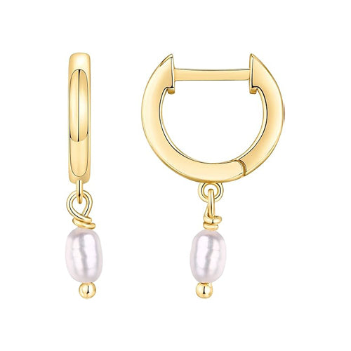 Pearl Drop Huggie Earrings