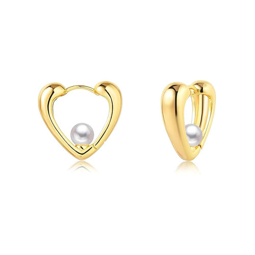 Pearl Heart Stud Earrings