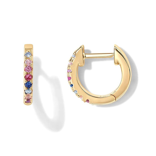 Rainbow Cz Huggie Earrings