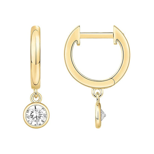 Round Cz Drop Earrings