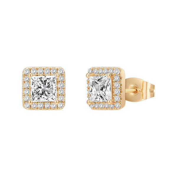 Square Halo Stud Earrings