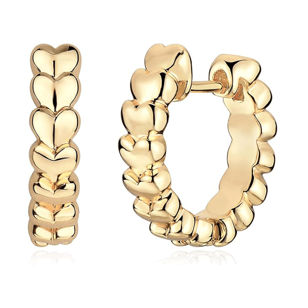 Gold Heart Huggie Hoop Earrings