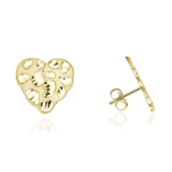 Gold Heart Nugget Earrings