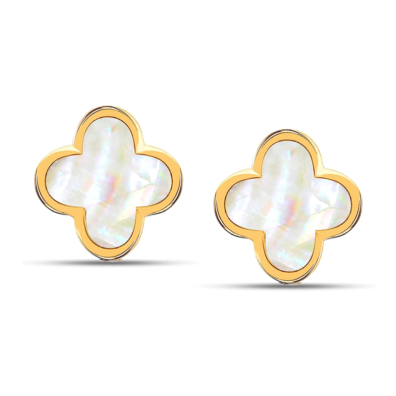 Mother Of Pearl Clover Stud Earrings