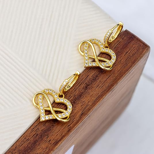 Infinity Heart Love Knot Hoop Dangle Earrings