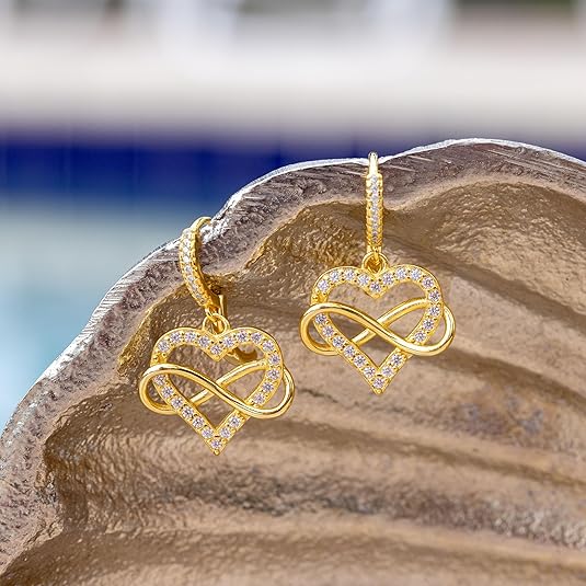 Infinity Heart Love Knot Hoop Dangle Earrings