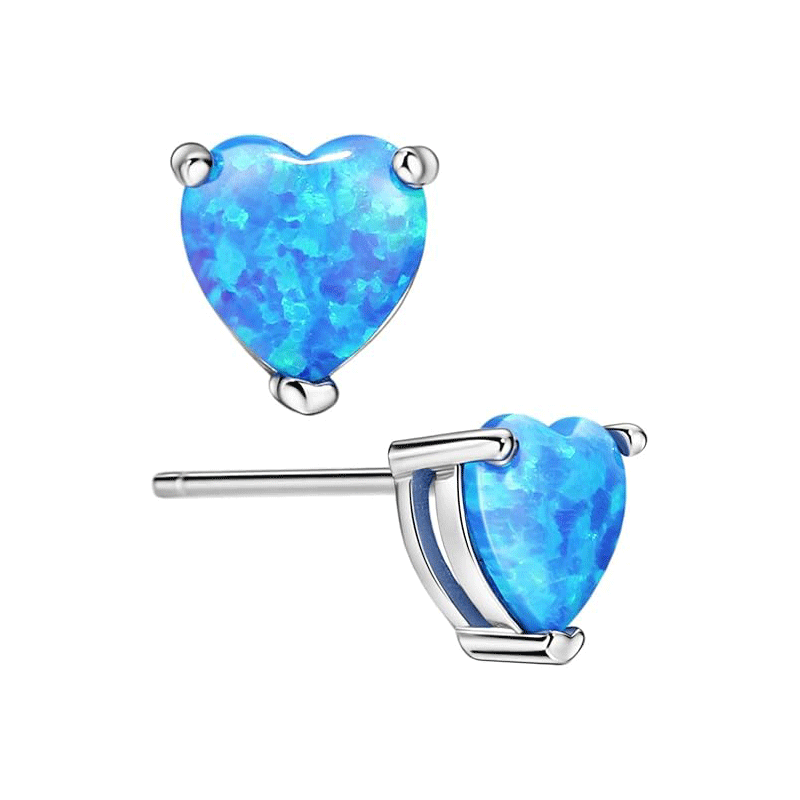 Opal Heart Stud Earrings