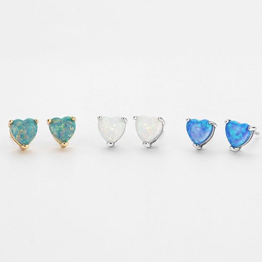 Opal Heart Stud Earrings