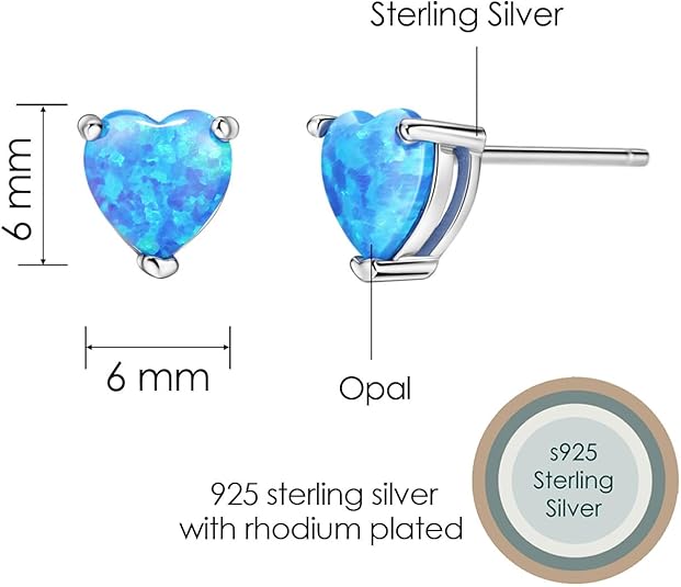 Opal Heart Stud Earrings