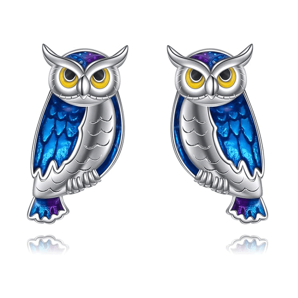 Sterling Silver Owl Stud Earrings