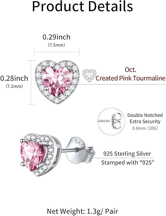 Pink Heart Stud Earrings