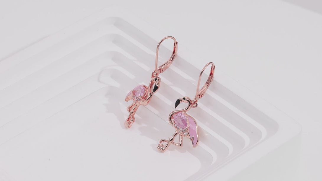 Pink Flamingo Christmas Earrings