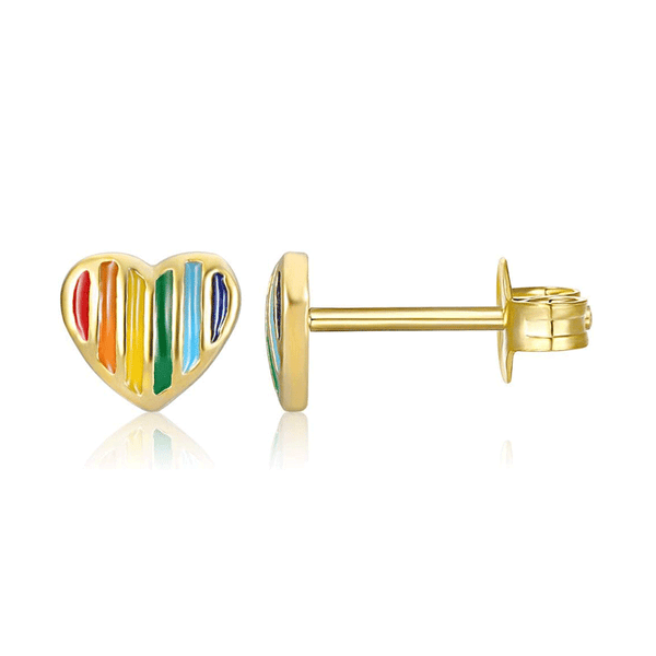 Rainbow Love Heart Stud Earrings