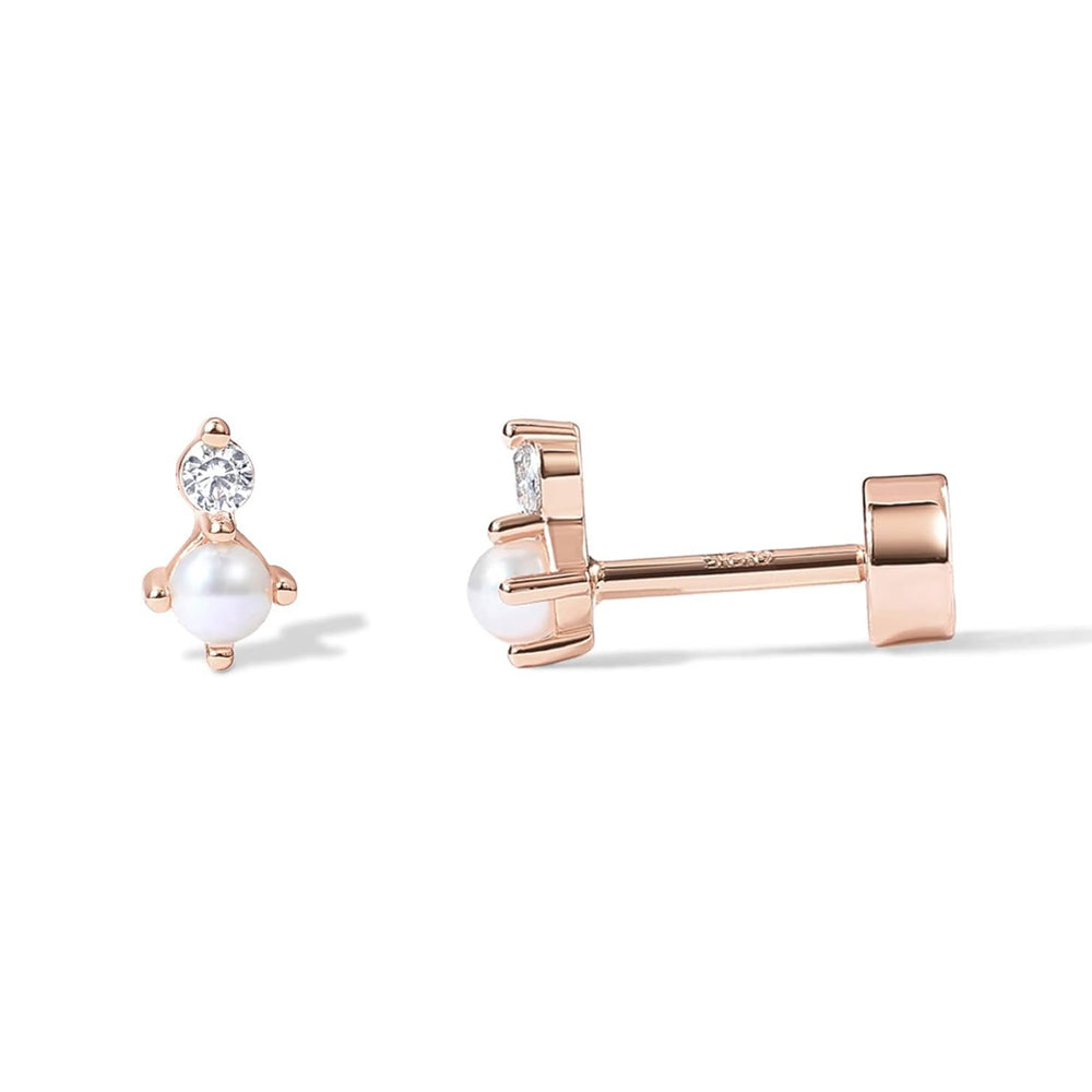 Pearl Cz Stud Earrings